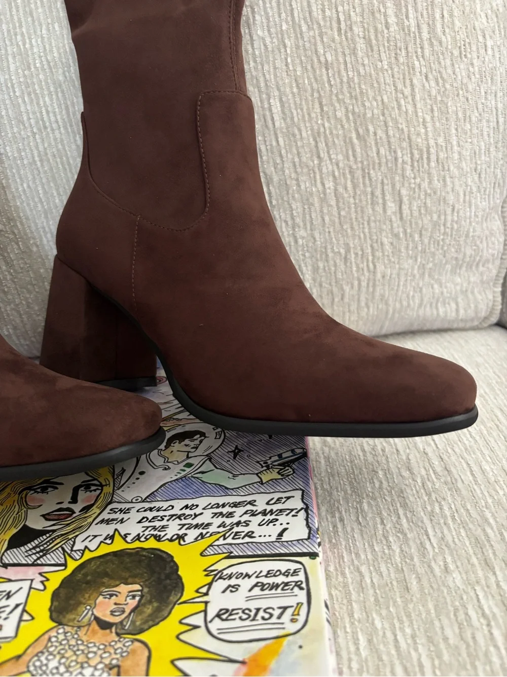 Jeffrey Campbell Tall Brown Suede Over-the-Knee Block Heel Boots